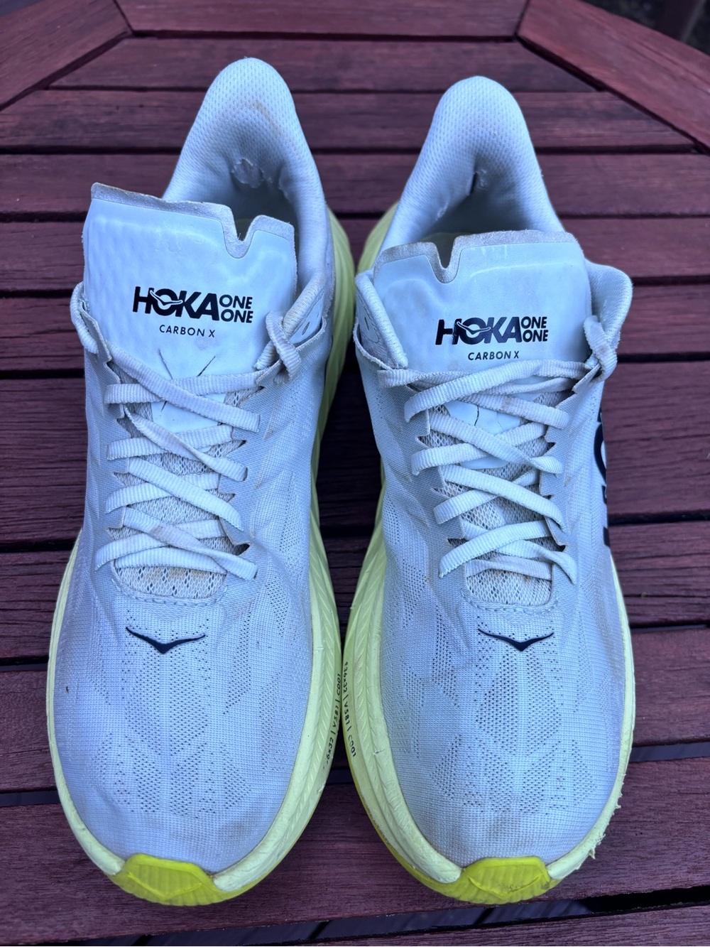 Hoka Carbon X Women's Running Shoes in White and Yellow